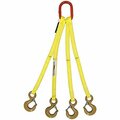 Hsi Four Leg Nylon Bridle Slng, Two Ply, 1 in Web Width, 20ft L, Oblong Link to Hook, 12,000lb QOS-EE2-801-20